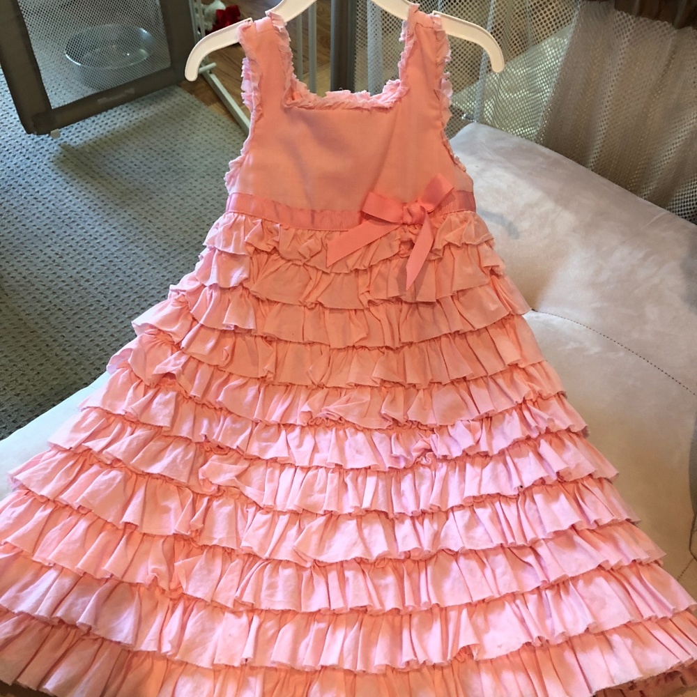 100% cotton ruffled pink dress